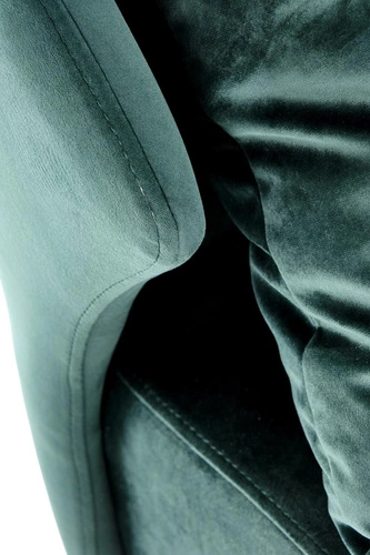 Fotel wypoczynkowy Varis welur zielony glamour do salonu na czarnych nogach