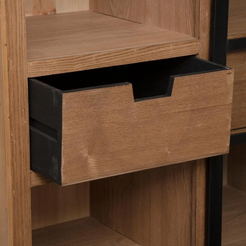 Regał na książki z szybą Danik jodła Atmosphera industrialny do salonu i gabinetu 150 cm