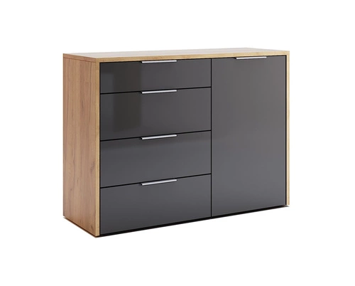 Komoda z szufladami Lana 120 cm dąb craft szary nowoczesna do salonu Intesi