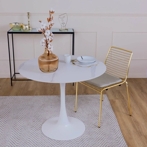 Krzesło metalowe Summer SCAB Design złote z poduszką nowoczesne do ogrodu i tarasu