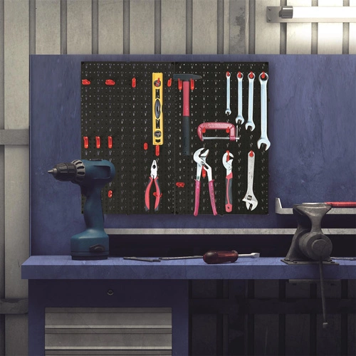 Intesi nowoczesny czarny wieszak ścienny na narzędzia do garażu i warsztatu 16 elementów