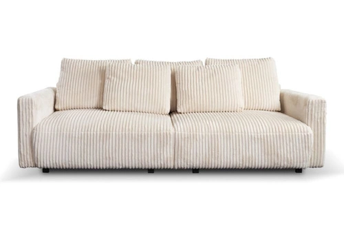 Sofa rozkładana z funkcją spania Loppie beżowa sztruksowa do salonu nowoczesna