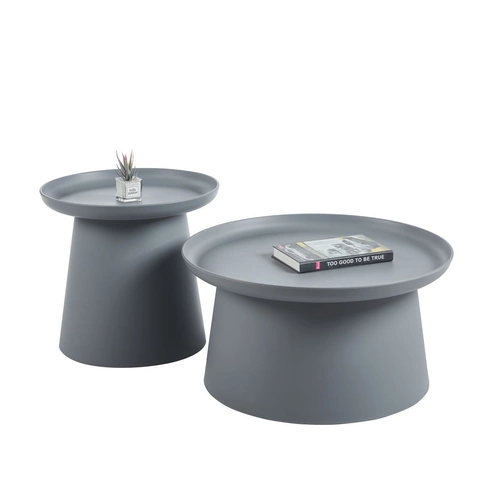 Stolik kawowy Xena okrągły 70 cm szary nowoczesny do salonu Intesi styl skandynawski