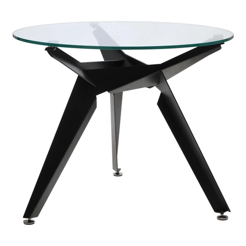 Stół okrągły szklany Troy 90 cm czarny nowoczesny do jadalni i salonu loftowy Intesi