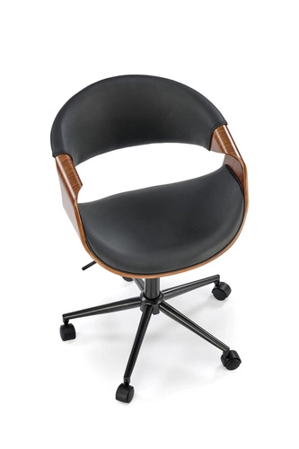 Fotel biurowy ergonomiczny Nadi czarny orzechowy obrotowy z podłokietnikami do biura