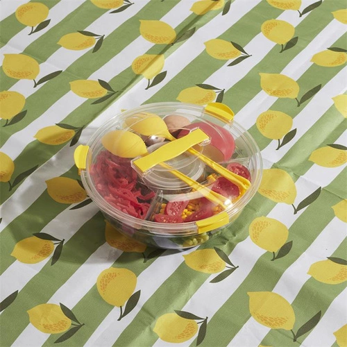 Lunchbox na sałatkę Bain de Soleil Intesi żółty z przegródkami i łyżkami do pracy lub na piknik