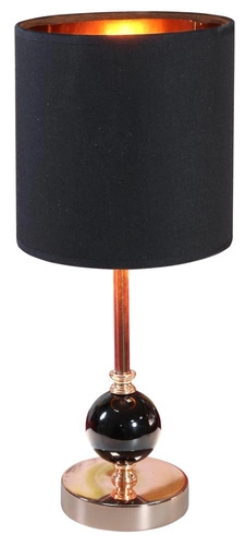 Lampka nocna glamour Melba czarna z abażurem do sypialni i salonu CANDELLUX LIGHTING 42 cm