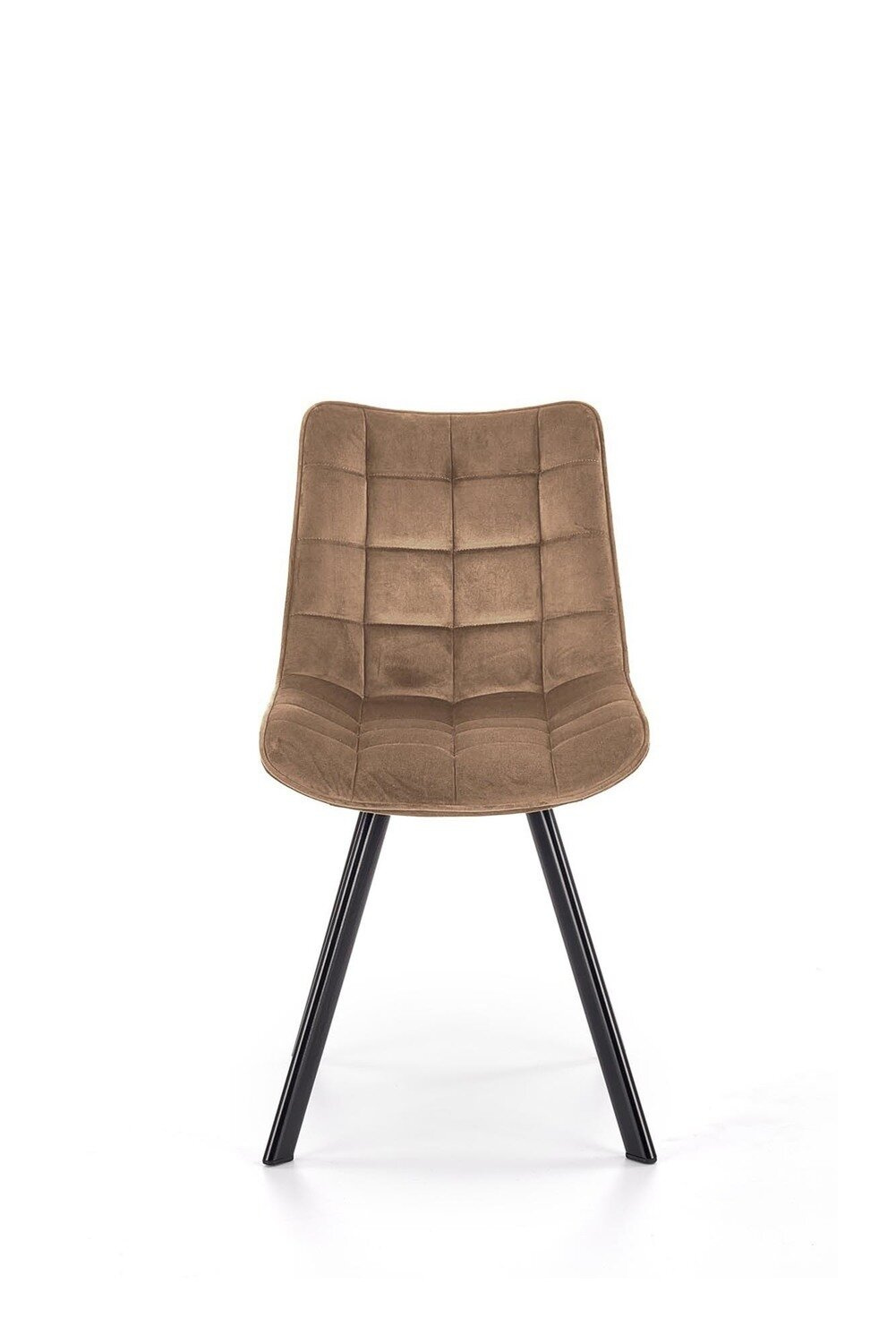 Krzesło tapicerowane welur Ohio beżowe do jadalni i salonu nowoczesne z czarnymi nogami Intesi