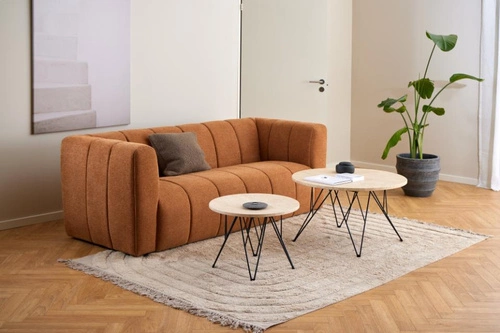 Stolik kawowy Prunus okrągły 80 cm trawertyn nowoczesny loftowy do salonu Actona
