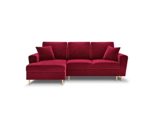 Narożnik z funkcją spania Moghan Red Velvet Lewostronna kolor nóg złoty