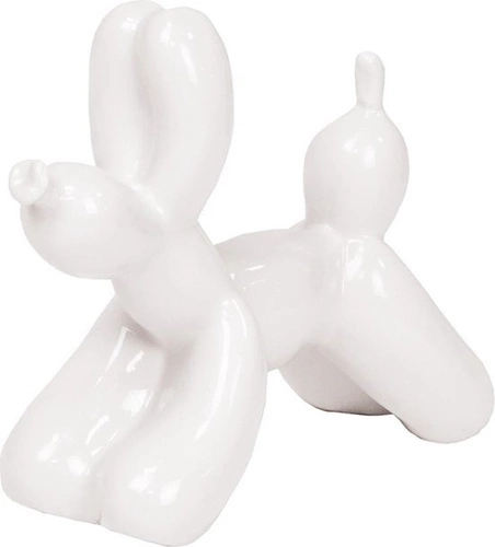 Figurka dekoracyjna Pies balon biały nowoczesna polyresin 14,5 cm do salonu HV decor