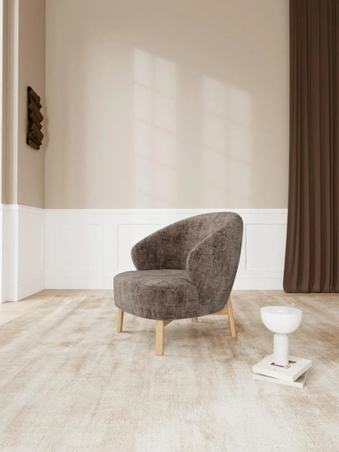 Fotel wypoczynkowy Darlene brązowy aksamitny do salonu skandynawski