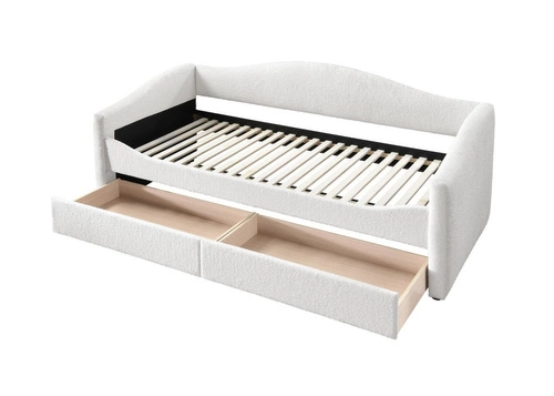 Łóżko młodzieżowe tapicerowane Elbert 90x200 kremowe z szufladami do pokoju