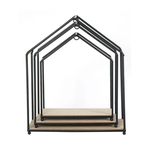 Zestaw 3 półek ściennych Filaire Intesi czarny naturalny nowoczesny na książki i dekoracje