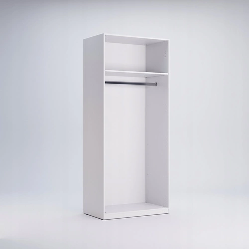 Szafa Flory biała połysk nowoczesna 2-drzwiowa z półką i drążkiem do sypialni