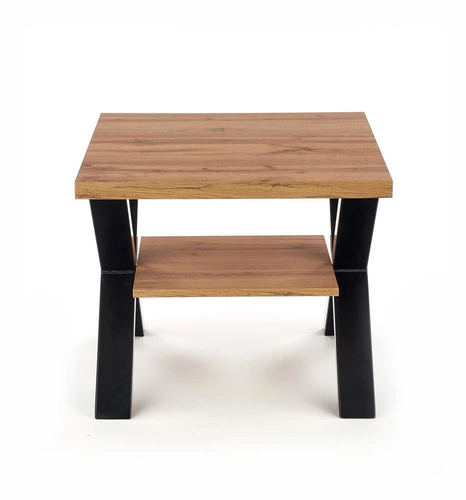 Stolik kawowy Venom S kwadratowy dębowy z półką nowoczesny loft do salonu Intesi 65x65 cm