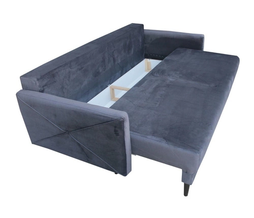 Sofa rozkładana Saxo skandynawska żółta z pojemnikiem na pościel do salonu