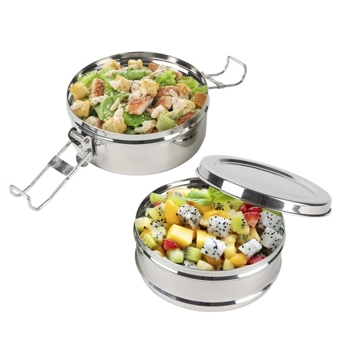 Metalowy Lunch box śniadaniówka z 2 pojemnikami