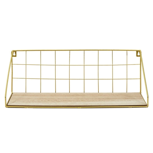 Canard nowoczesna półka ścienna złota na książki i dekoracje do salonu Intesi 45 cm