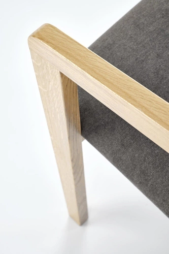 Krzesło tapicerowane Luza dębowe szare skandynawskie do jadalni i salonu Intesi