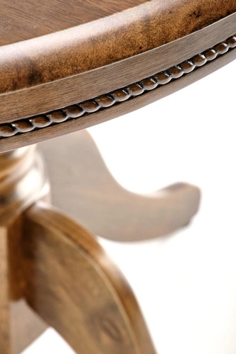 Stół okrągły rozkładany Bator 90-124 cm do jadalni vintage ciemny dąb na jednej nodze Intesi