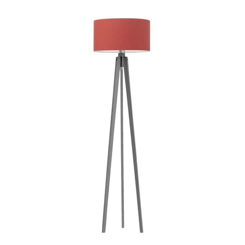 Lampa stojąca do salonu MIAMI czerwona trójnóg glamour drewniana z abażurem personalizowana
