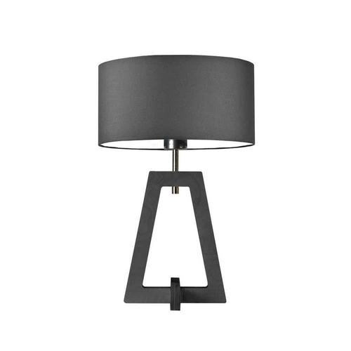 Lampka nocna Clio glamour z abażurem grafitowym i drewnianą popielatą podstawą do sypialni