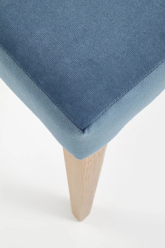Krzesło do jadalni Remi Intesi drewniane tapicerowane niebieskie skandynawskie dąb