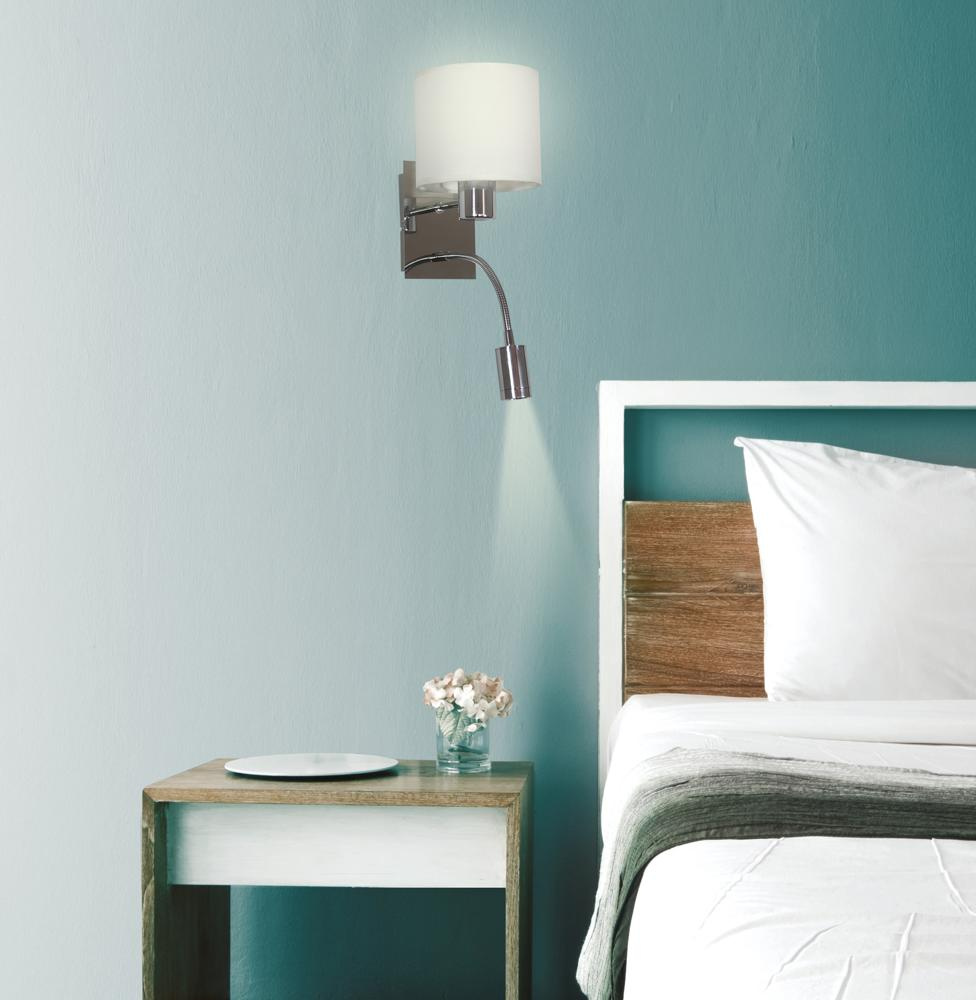 Kinkiet Sylwana 1x40W E14 + LED z wyłącznikiem chrom / biały