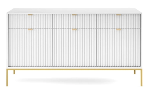 Zestaw mebli do sypialni biały/złoty Delicious ryflowane fronty