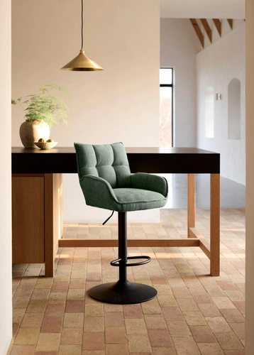 Hoker Marilla zielony regulowany obrotowy z oparciem do wyspy kuchennej