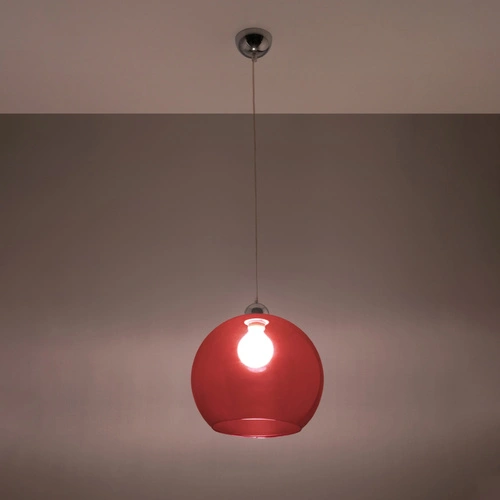 Lampa wisząca kula BALL czerwona szklana nowoczesna do salonu, kuchni, nad wyspę
