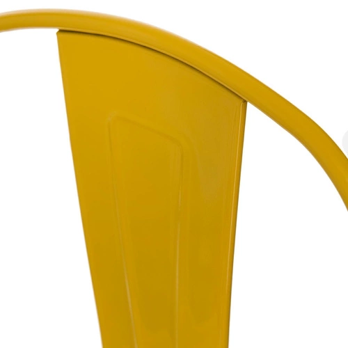 Hoker Paris Back 66 cm żółty metalowy z oparciem do wyspy kuchennej industrialny inspirowany Tolix