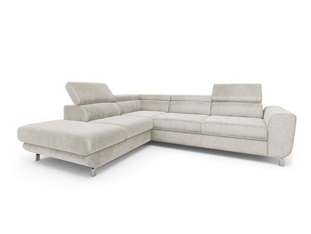Narożnik z funkcją spania Mario Beige Velvet lewostronny