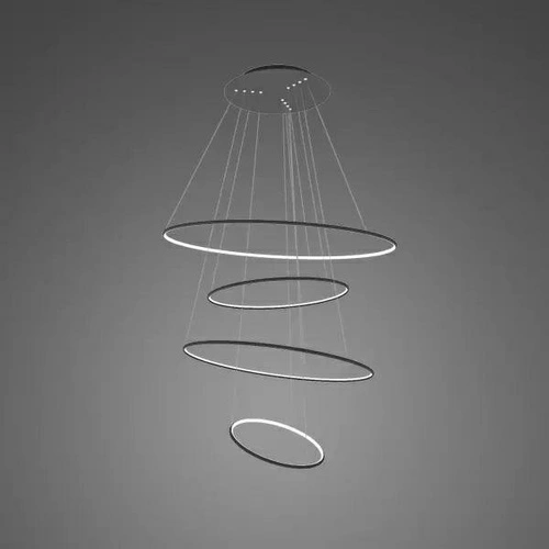 Lampa wisząca LED nowoczesna Ledowe Okręgi 100cm ściemnialna czarna do salonu