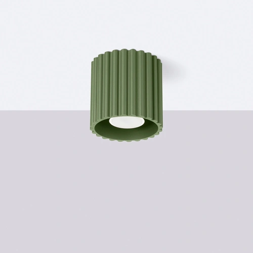 Plafon nowoczesny AURA 1 oliwkowy zielony okrągły do salonu i kuchni aluminium