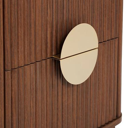 Szafka nocna Atmosphera Wany 45 cm orzechowa, 2 szuflady, styl japandi/boho, eleganckie frezowane fronty