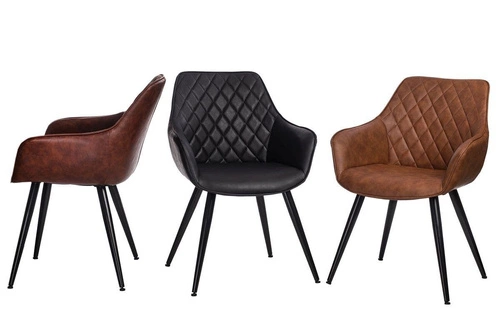 Krzesło tapicerowane Rox czarne ekoskóra z podłokietnikami do jadalni i kuchni Intesi