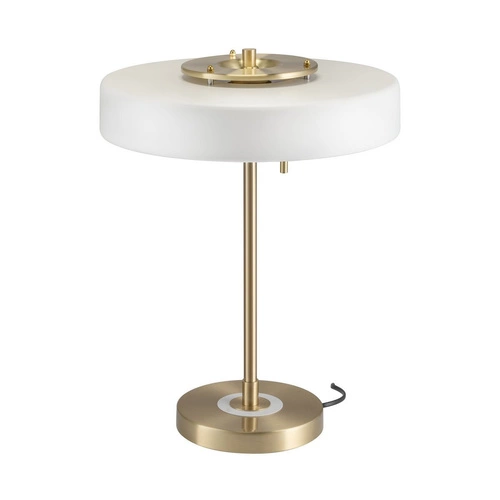 Lampa stołowa ARTDECO biała i złota glamour do salonu i sypialni z kloszem ze szkła 47 cm