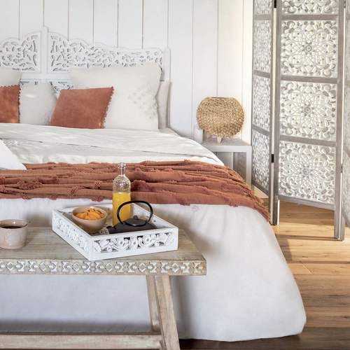 Narzuta na łóżko Inca 130x180 cm pikowana bawełniana boho terakota Atmosphera