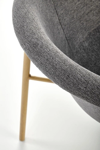 Krzesło tapicerowane Mathilde szare Intesi do jadalni nowoczesne z podłokietnikami skandynawskie