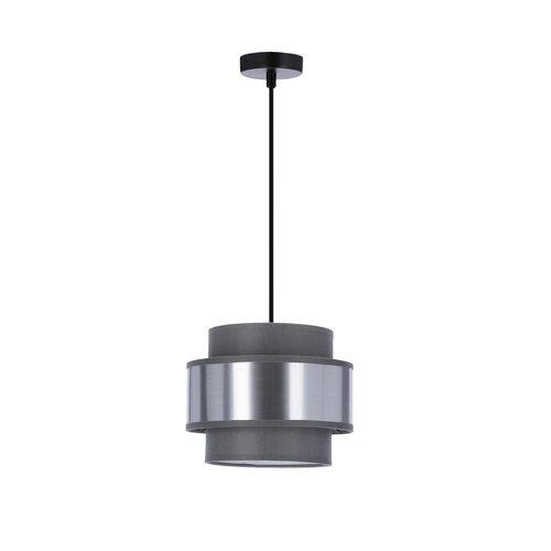 Lampa wisząca Hare czarny 1x60W E27  abażur szary+srebrny