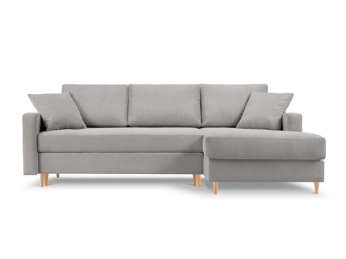 Narożnik z funkcją spania Rose Light Grey Corduroy prawostronny
