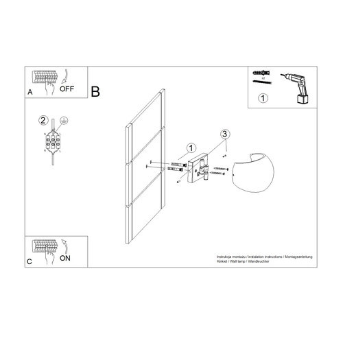 Nowoczesny kinkiet ścienny GLOBE beton szary lampa do salonu sypialni przedpokoju SOLLUX