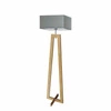 Lampa podłogowa do salonu nowoczesna Jawa szary abażur dębowy stelaż Lysne 138 cm