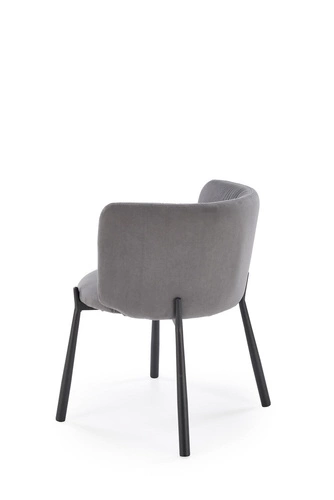 Krzesło tapicerowane welurowe Itzal szare do jadalni i salonu z podłokietnikami nowoczesne