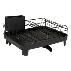 Ociekacz do naczyń 5five simply smart Black Edition czarny metalowy na blat z odpływem rozkładany