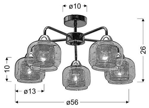 Lampa sufitowa Ray 5x40W E14 chrom
