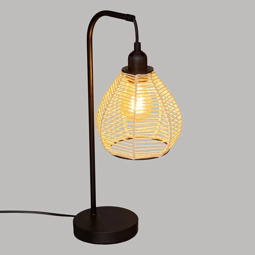 Lampka nocna do sypialni Delia Atmosphera czarna rustykalna z papierowym abażurem 47,5 cm