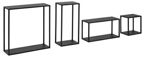 Zestaw metalowych półek wiszących Geelong czarny nowoczesny na książki i dekoracje 60x60 cm